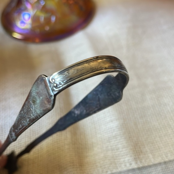 Antique Art Nouveau Calla Lilly pattern Sugar tongs silver plate - Picture 3 of 9